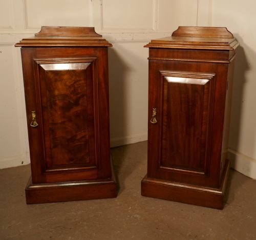 A Near Pair of Victorian Walnut Bedside Cupboards