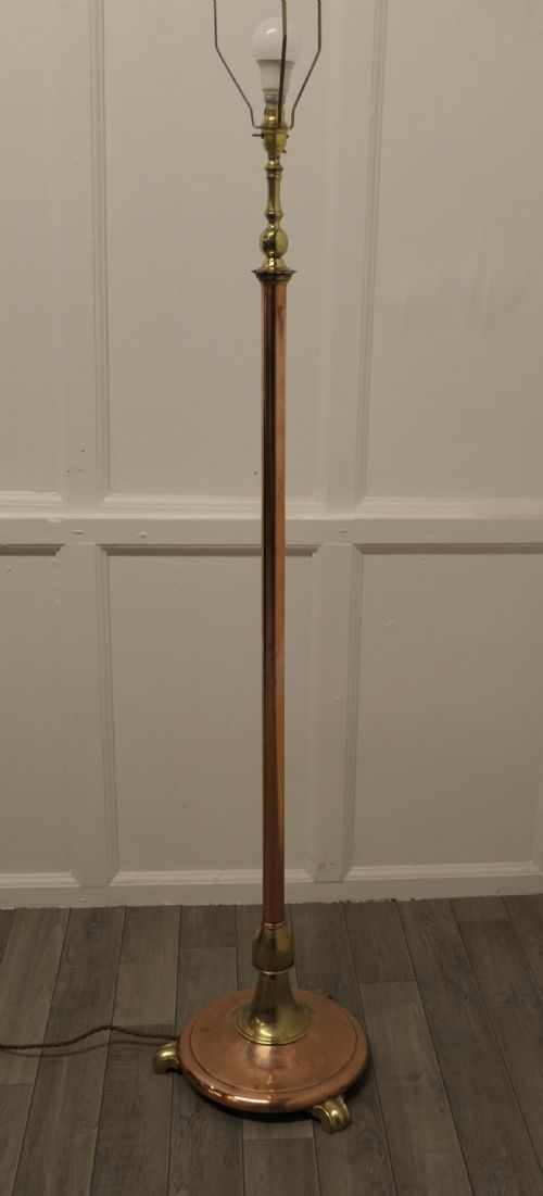 Superb Copper Arts and Crafts Column Floor Lamp