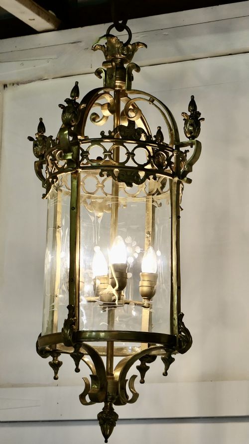 Magnificent Very Large French Gothic Stair Vault Lantern Chandelier