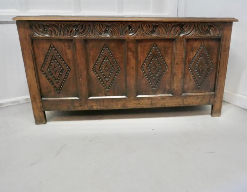 A Large 17th Century  Carved Oak Coffer