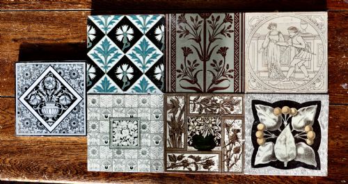A Collection of 7 Mixed Victorian Ceramic Tiles