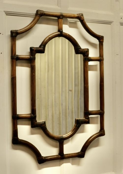 Large Antique Bamboo Wall Mirror