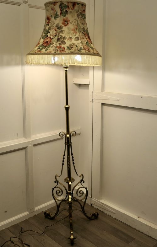 fig 1. Brass Adjustable Arts and Crafts Floor Lamp