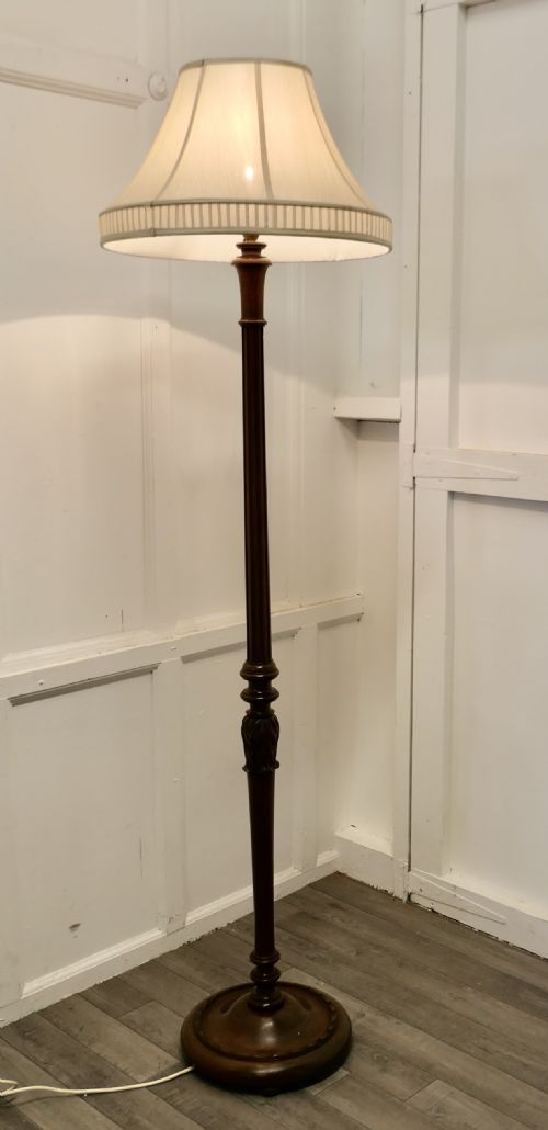 Carved Walnut Floor Standing or Standard Lamp