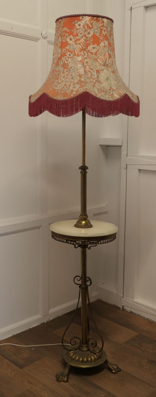 Extending Arts and Craft Floor Lamp with Wine Table at the Centre