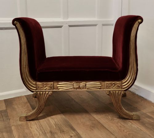 Art Deco Regency Style Window Seat or Salon Chaise