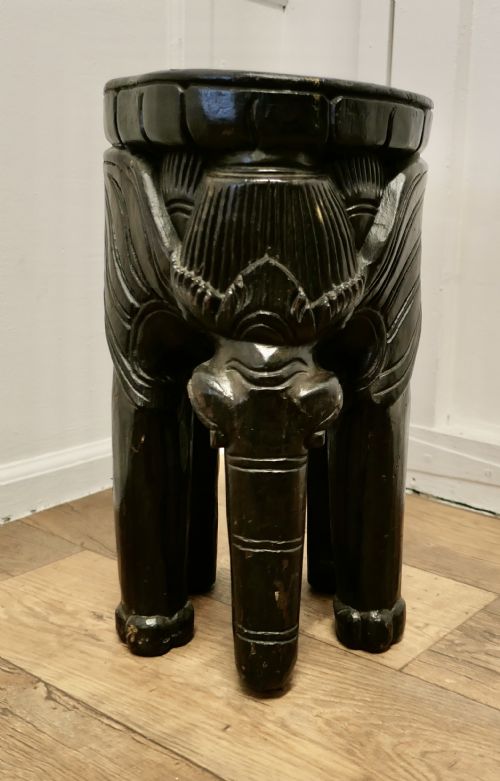 African Elephant Stool Carved from a Single Piece of Wood