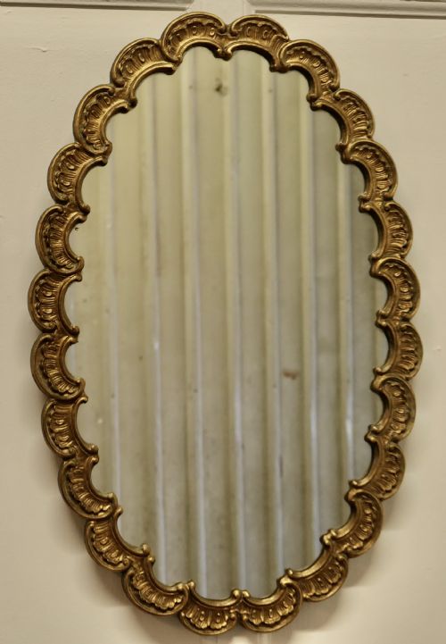 Art Deco Scalloped  Oval Mirror 
