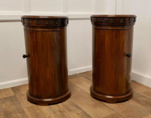 A Pair of Round Side Cabinets or Night Stands