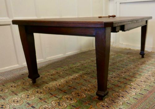 Victorian Arts and Crafts Oak Wind Out Table, Extending Dining Table