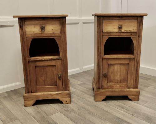 A Pair of Rustic Pine Bedside Cabinets with Brushing Slides