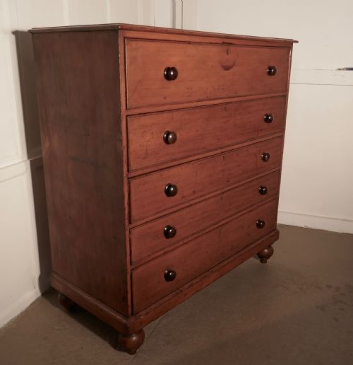 Very Large Victorian Pine Chest of Drawers, 5 Drawer Chest
