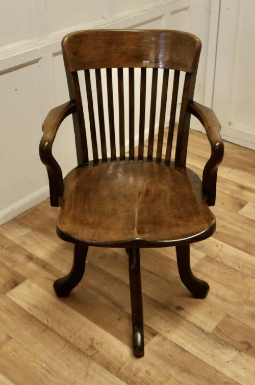 A 19th Century Swivelling Oak Office or Desk Chair
