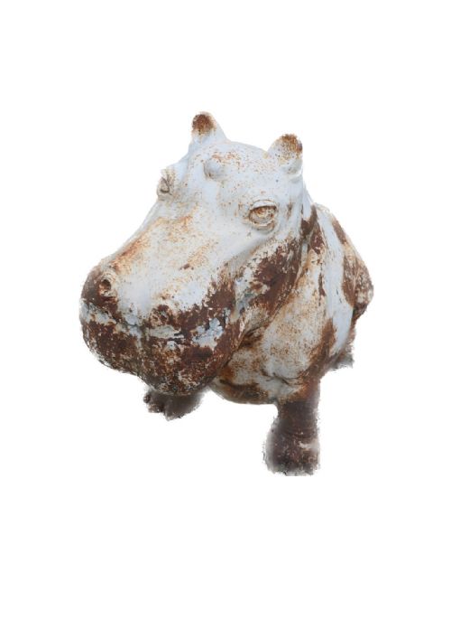Large Outdoor Weathered Cast Iron Hippopotamus