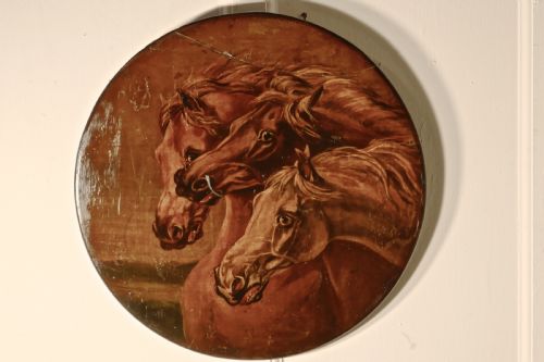 Attributed to Edwin Landseer Rare Oil Painting on Slate ‘Fearful Horses’