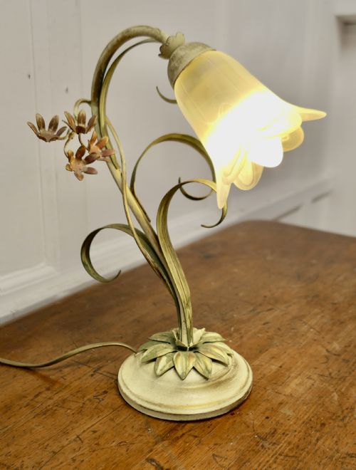 French Painted Toleware Conservatory  Table Lamp