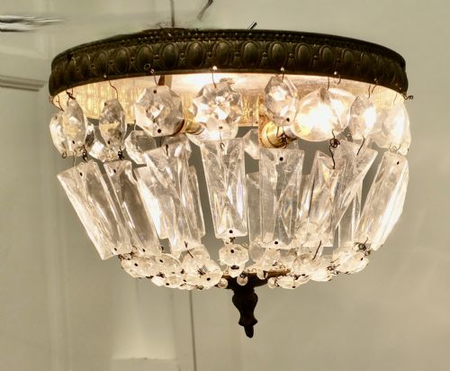 Petite French Empire Style Crystal Basket Chandelier