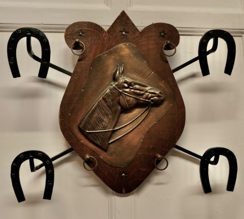French Wall Hanging Rack for Coats and Tack on a Riding Theme