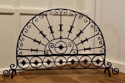 Large Victorian Wrought Iron Fan Shaped Fire Screen
