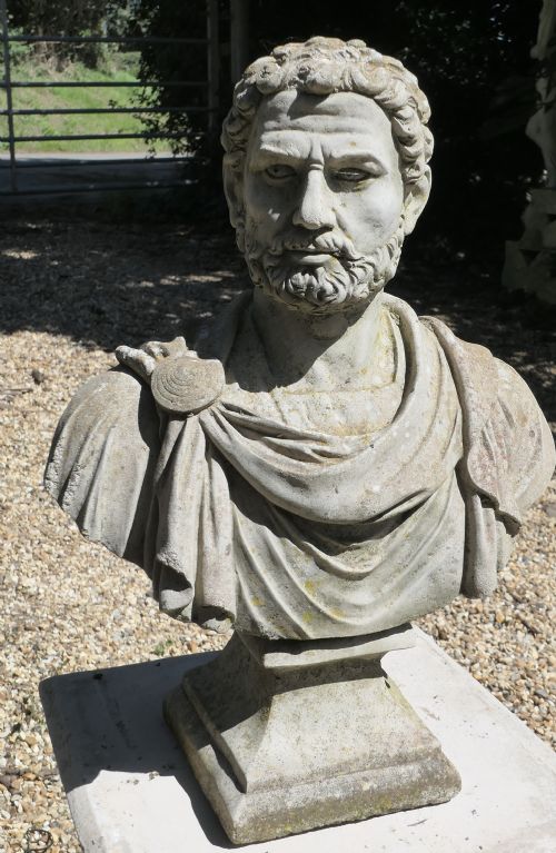 Head and Shoulder Bust of Nero in Cast Stone