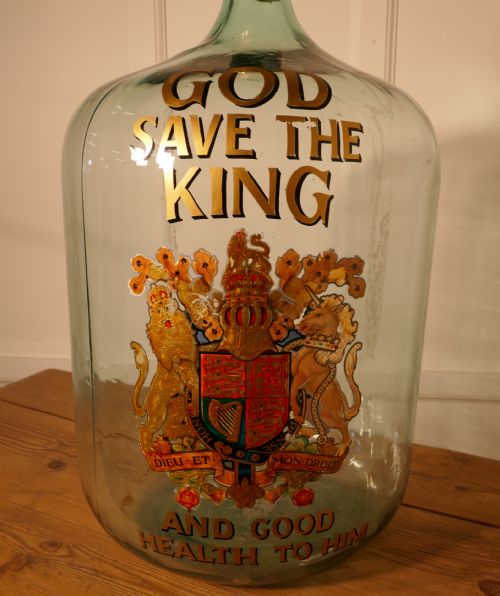 Very Rare Huge Glass Brandy/rum Navy Grog Jar, God Save the King