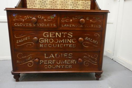 fig 1. Victorian Sign Painted Chemist’s Chest of Drawers