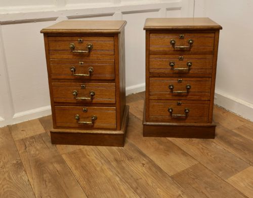 A Pair of Arts and Crafts 4 Drawer Chest of Drawers, Night Tables