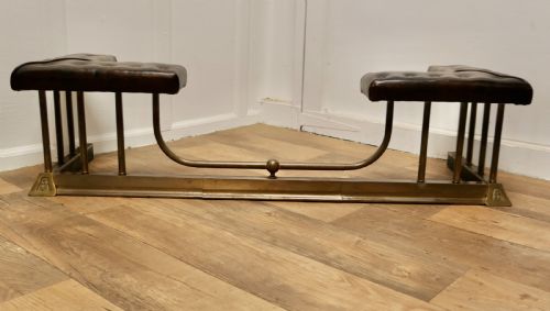 19th Century Brass and Leather Club Fender