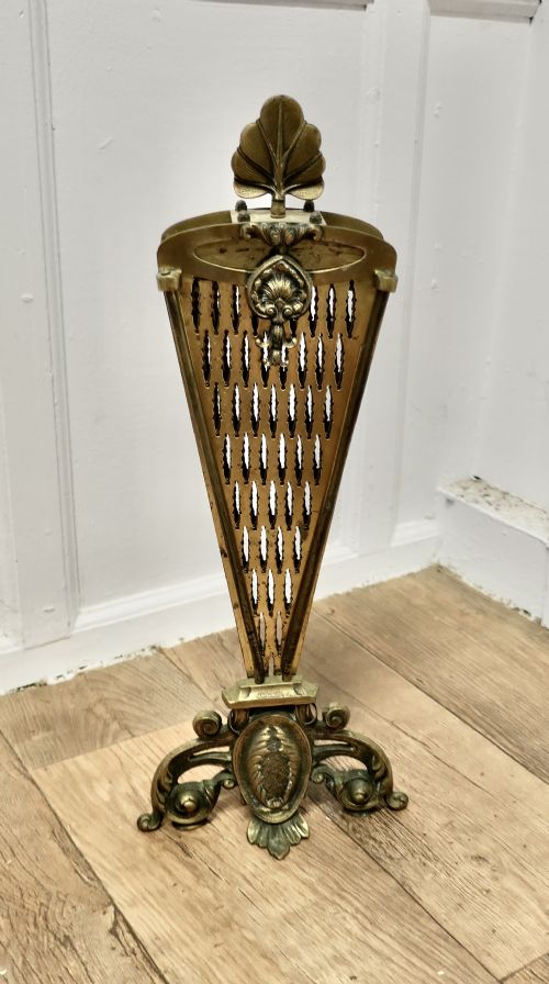 victorian folding brass fire screen peacocks tail fire guard - CATEGORY: ANTIQUE FIREPLACES - DATED VICTORIAN