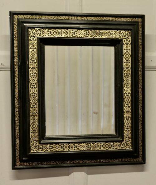 Stunning French Empire Gilt Brass and Black Lacquer Wall Mirror