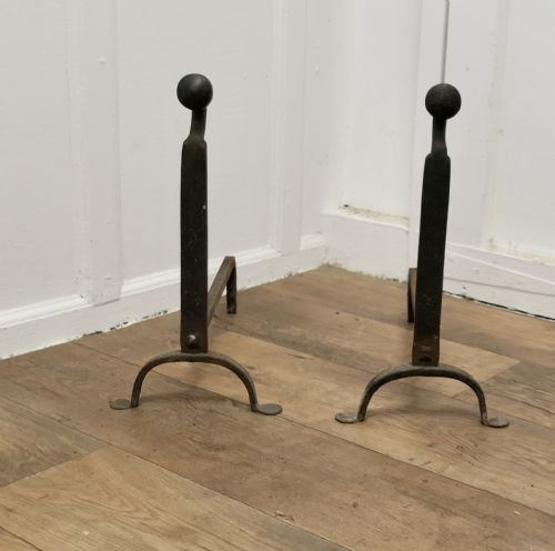 A Pair of Early 19th Century Inglenook Fire Andirons