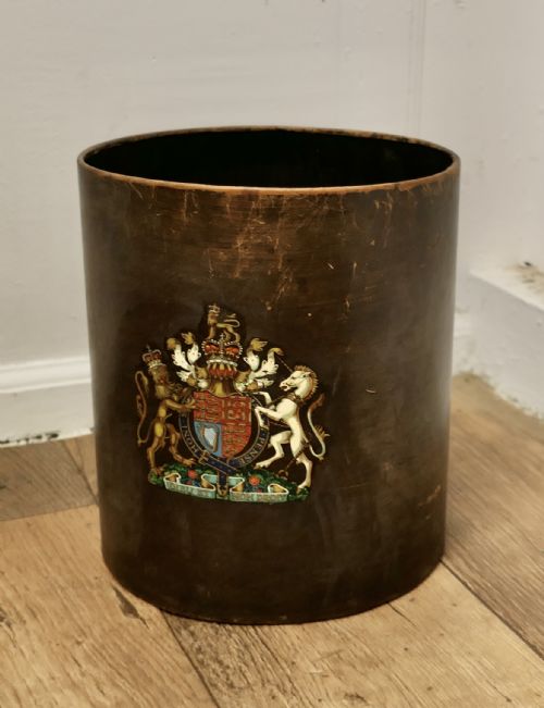 Leather Coat of Arms Waste Paper Basket