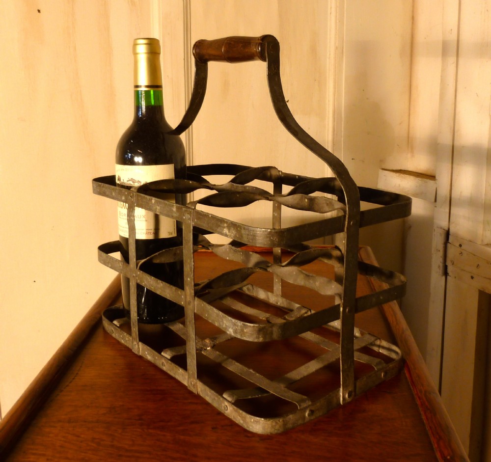 French Metal Wine Bottle Carrier