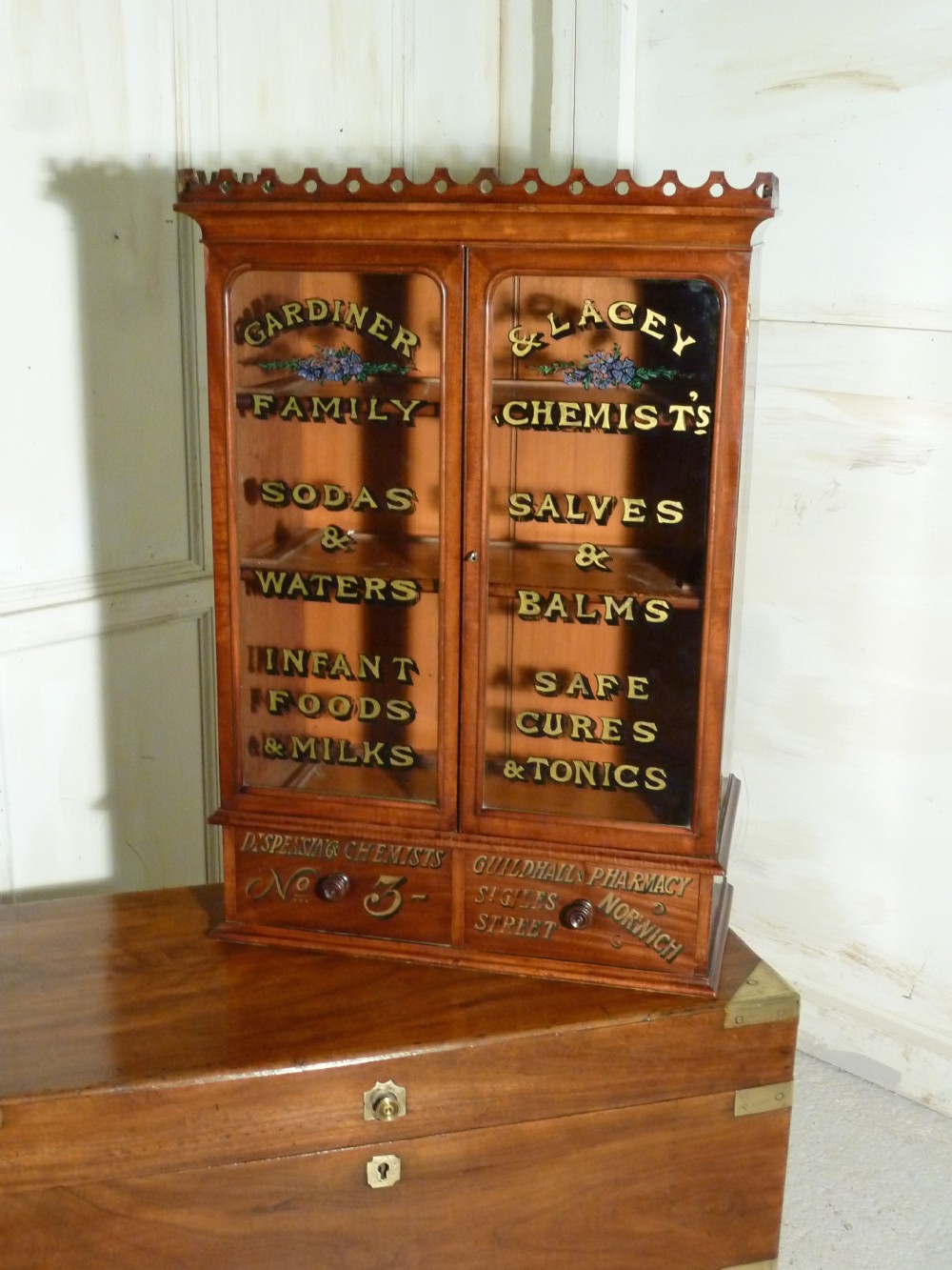 Victorian Mahogany Sign Painted Chemist’s or Bathroom Cupboard 