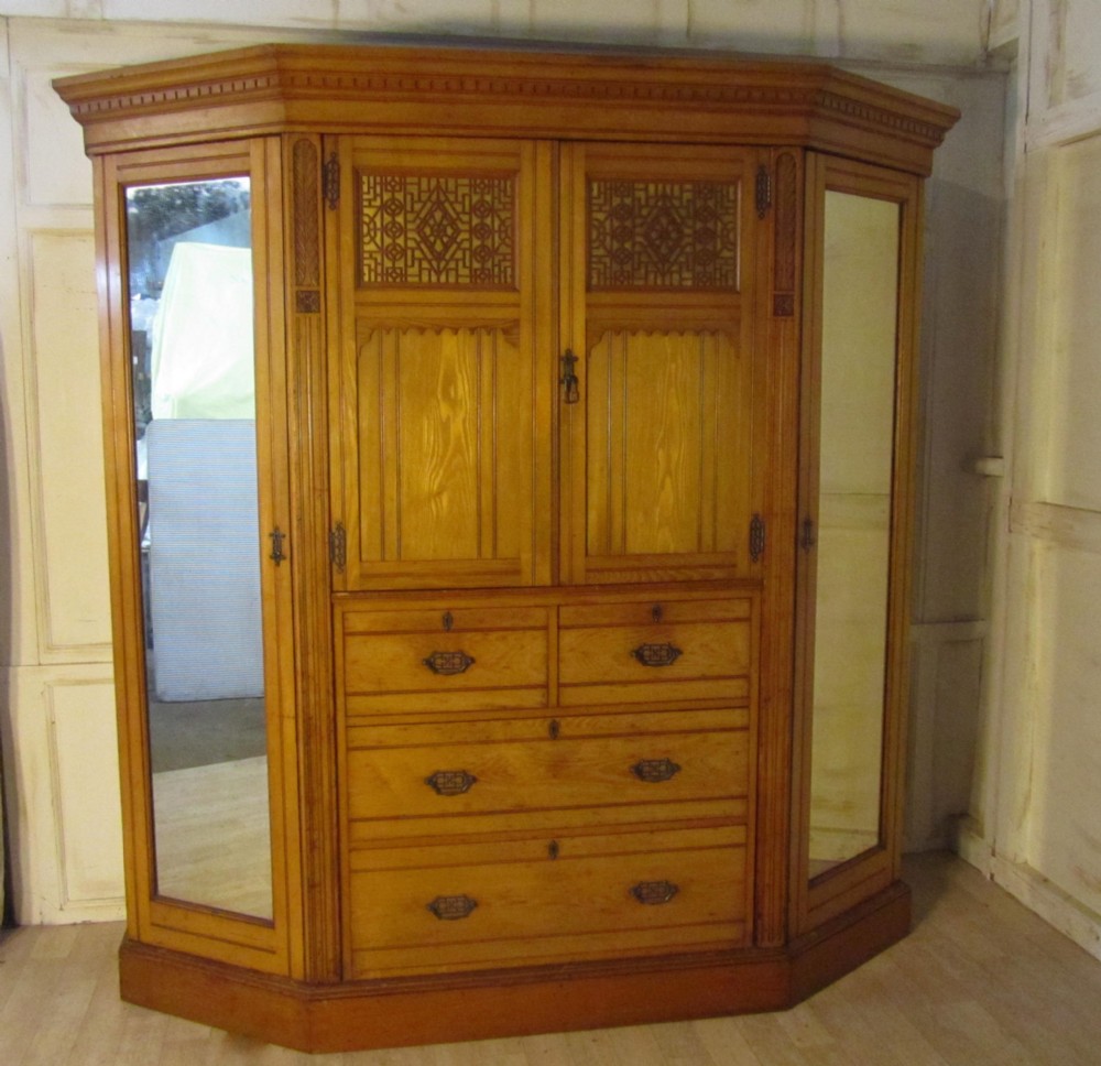 Victorian Arts & Crafts Ash Wardrobe Compactum by Heals 