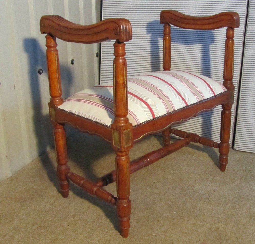  A French Empire Style Walnut & Gilt Window Seat