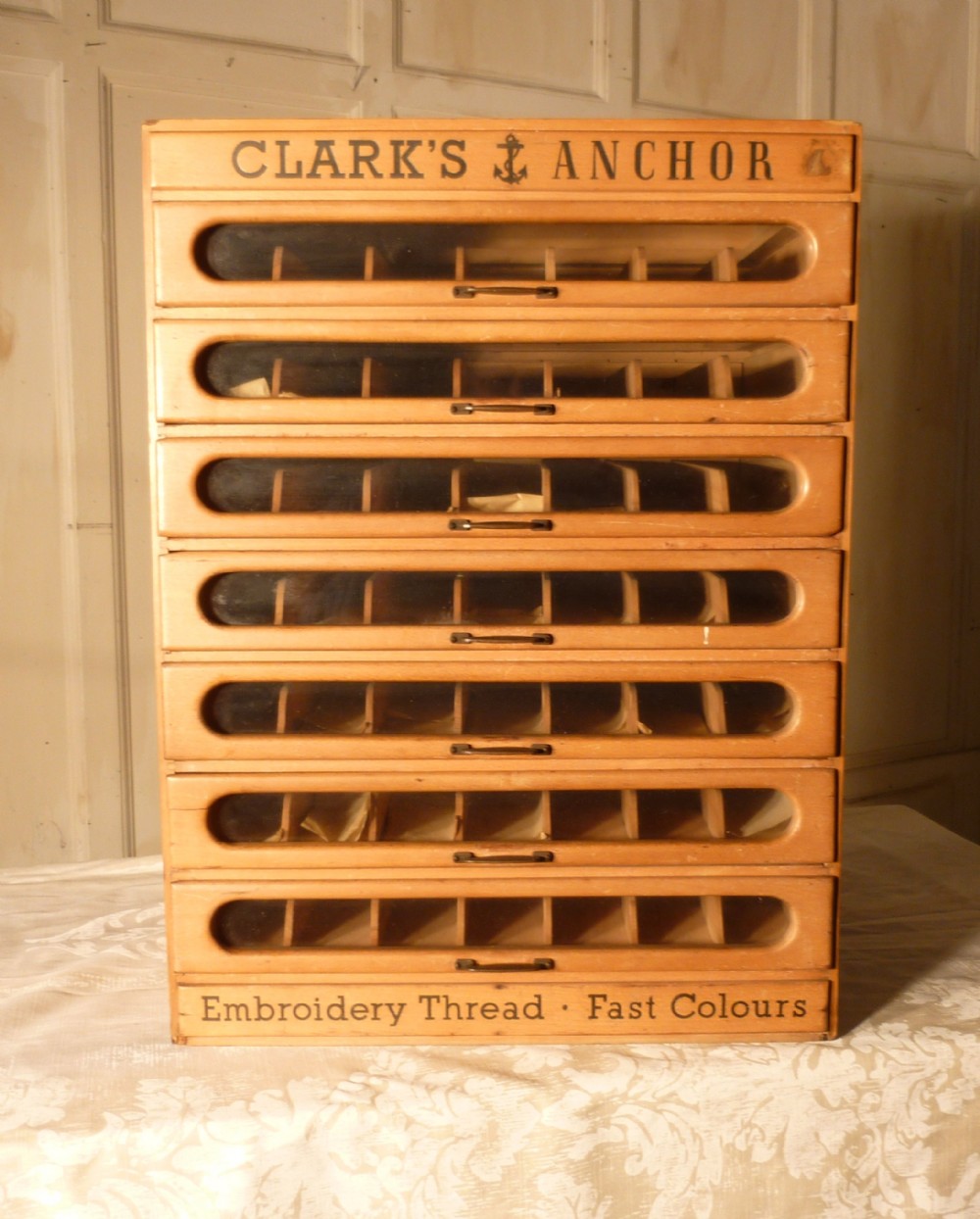Clark’s Anchor Cotton Haberdashery Advertising Drawers Cabinet