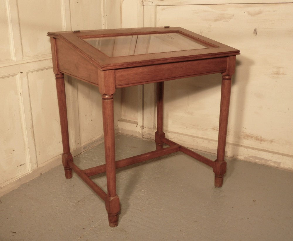 A French Golden Oak Jewellery or Collectors Cabinet, Vitrine