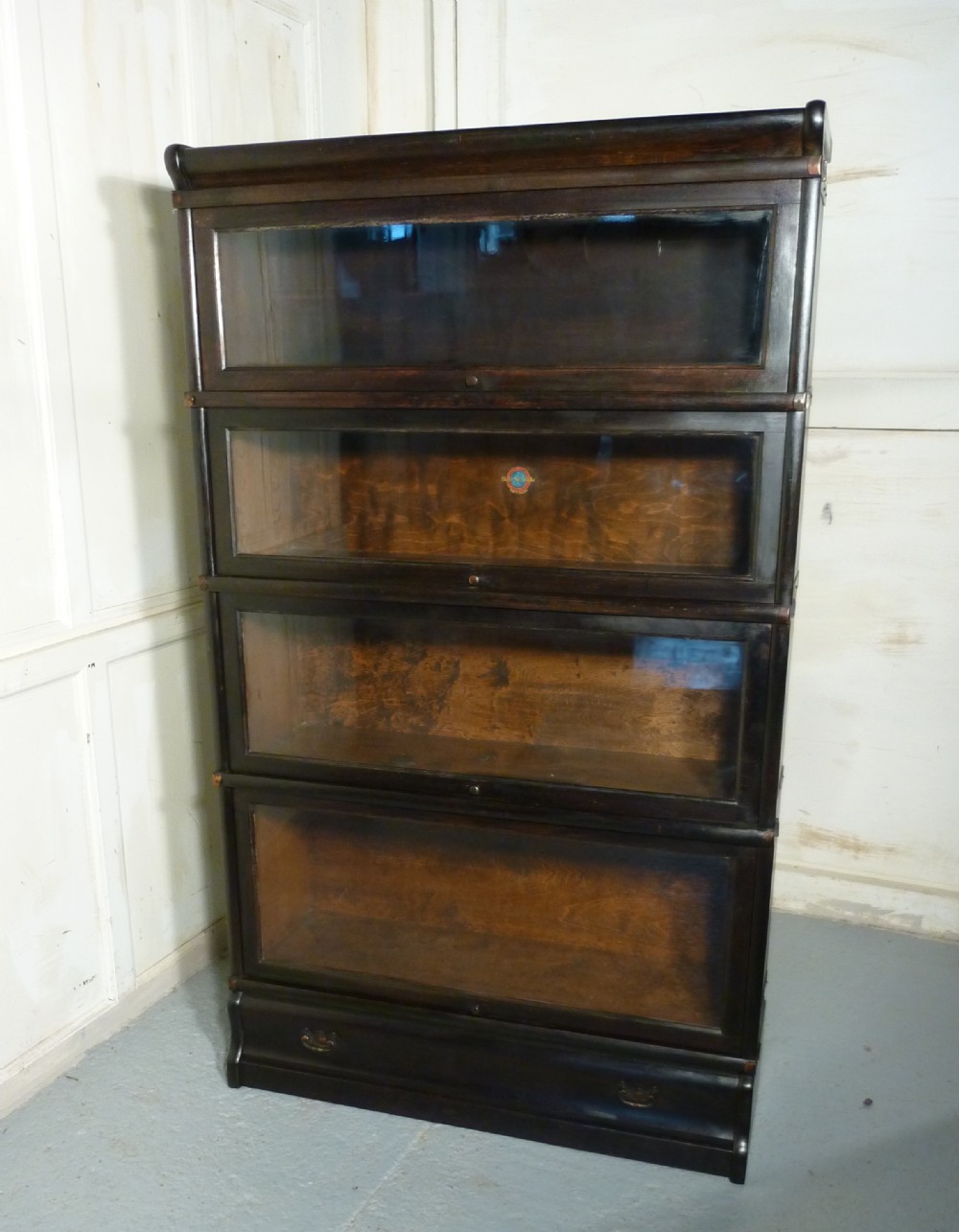 A 4 Stack Oak Globe Wernicke Barristers Bookcase or Filing Cabinet