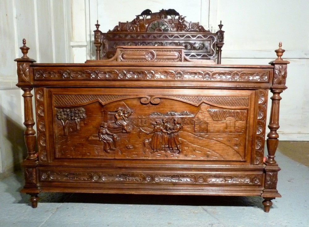 French Carved Marriage Double Bed