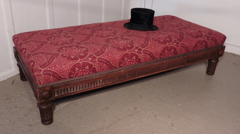 Charming 19th Century Upholstered Window Seat or Day Bed