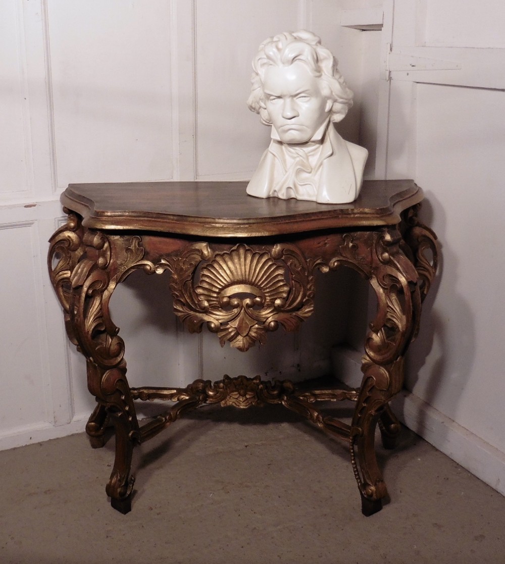 Old French Gilt Console or Hall Table