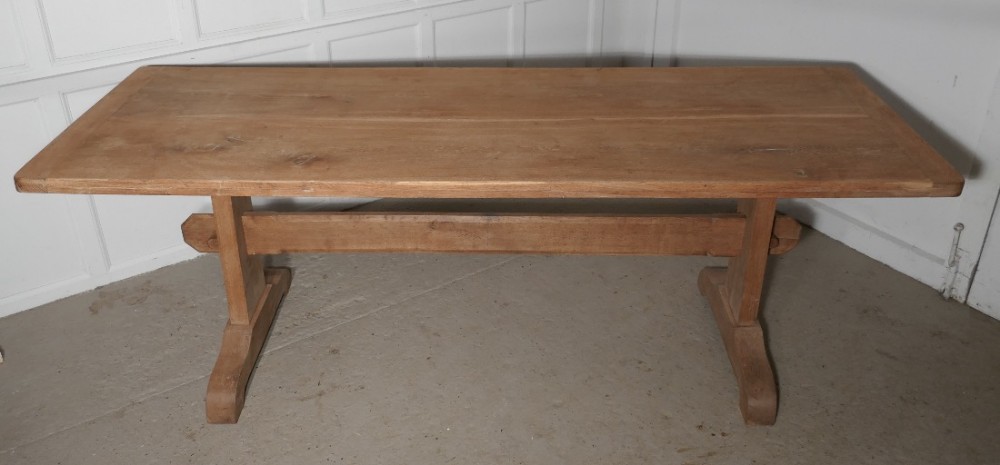 19th Century Arts and Crafts Bleached Oak Refectory Table  