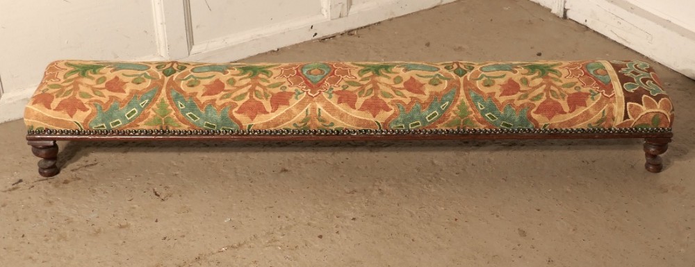 Arts and Crafts Long Upholstered Foot Stool