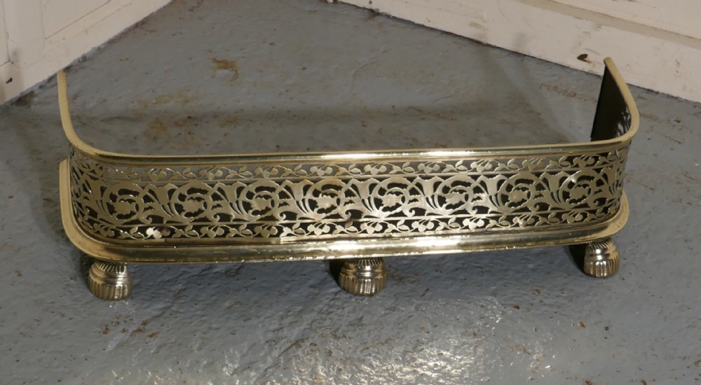 Fine Quality Victorian Arts and Crafts Pierced Brass Fender