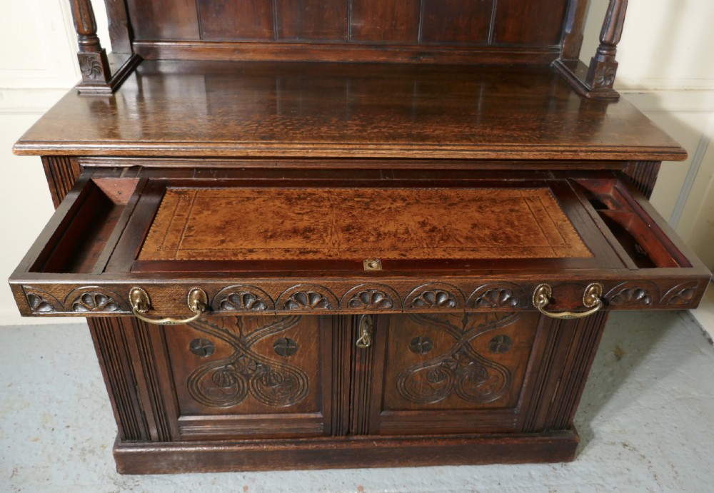 An 19th Century Gothic Oak Welsh Housekeepers Cupboard View XII