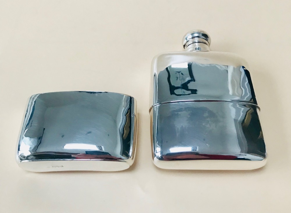 A Solid Silver Hall Marked Hip Flask and Cup 1891 View IV