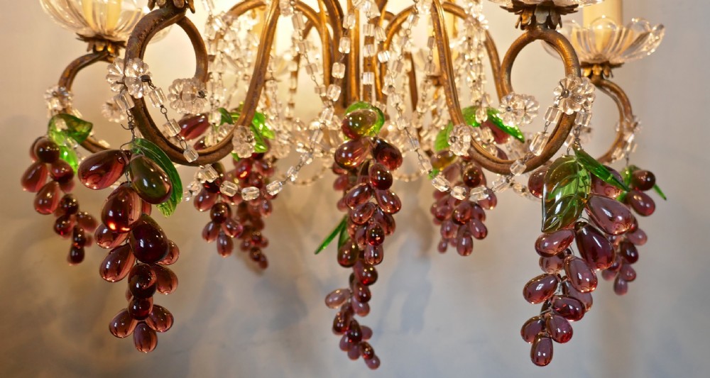 Large 6 Branch Chandelier Hung with Amethyst Grapes View IX