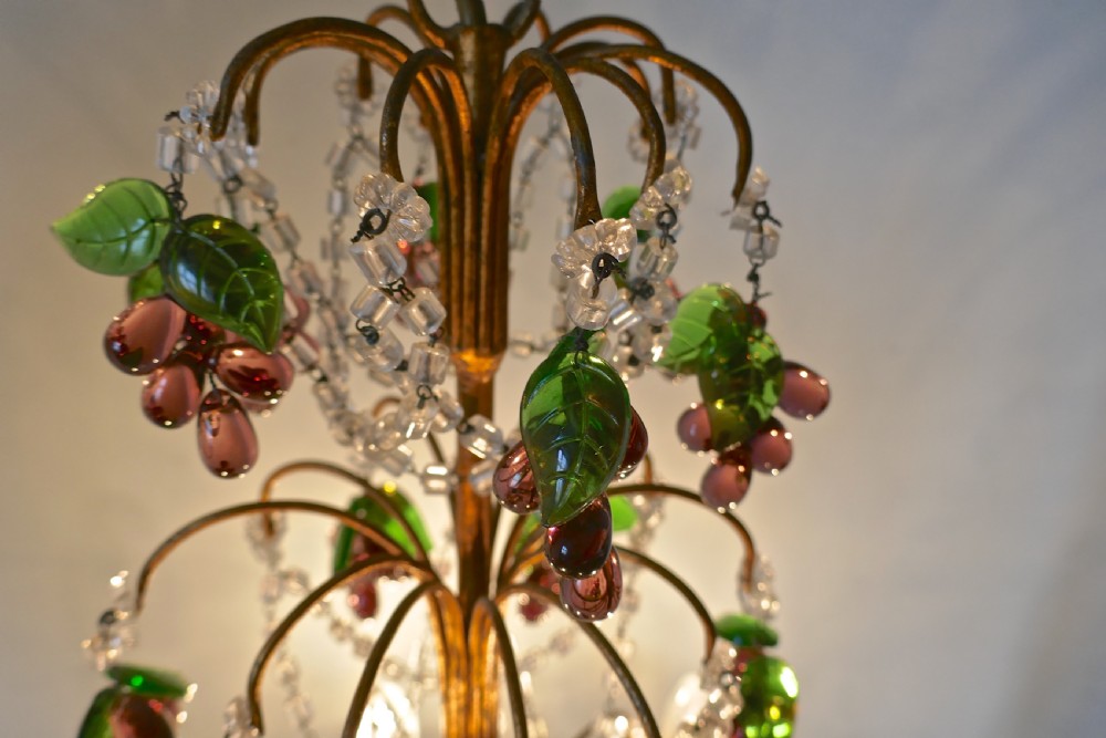 Large 6 Branch Chandelier Hung with Amethyst Grapes View XI