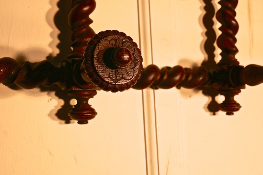 French Barley Twist Gothic Carved Oak Hat and Coat Rack View IV